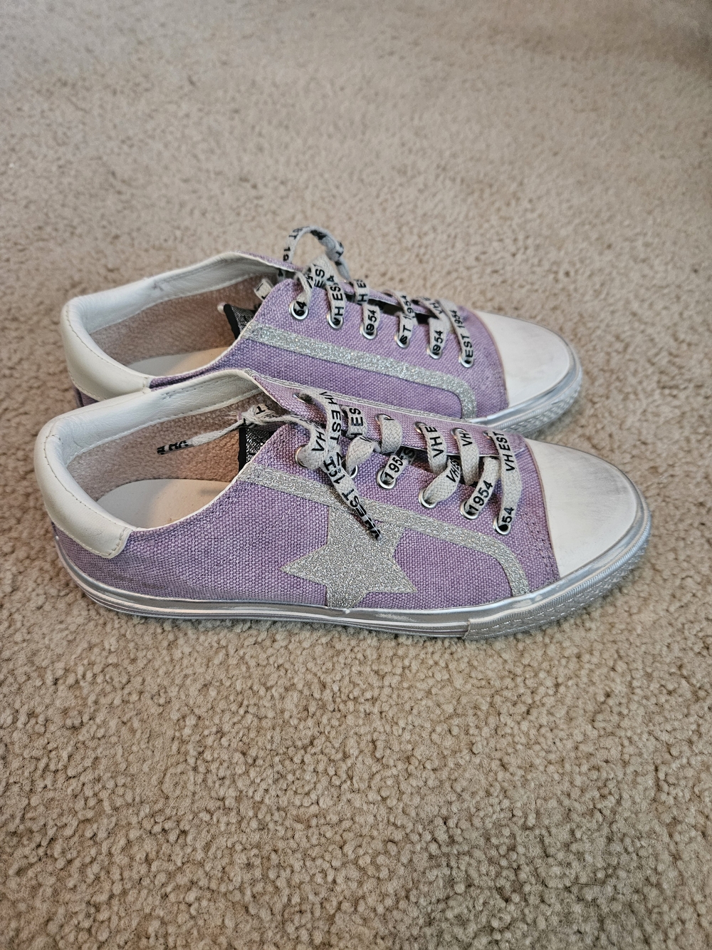 Vintage Havana Lavender And Silver Glitter Sneakers Size 6.5